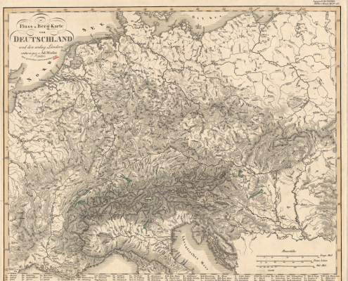 Bildbeispiel: Kleinmaßstäbige orohydrographische Karte Deutschlands